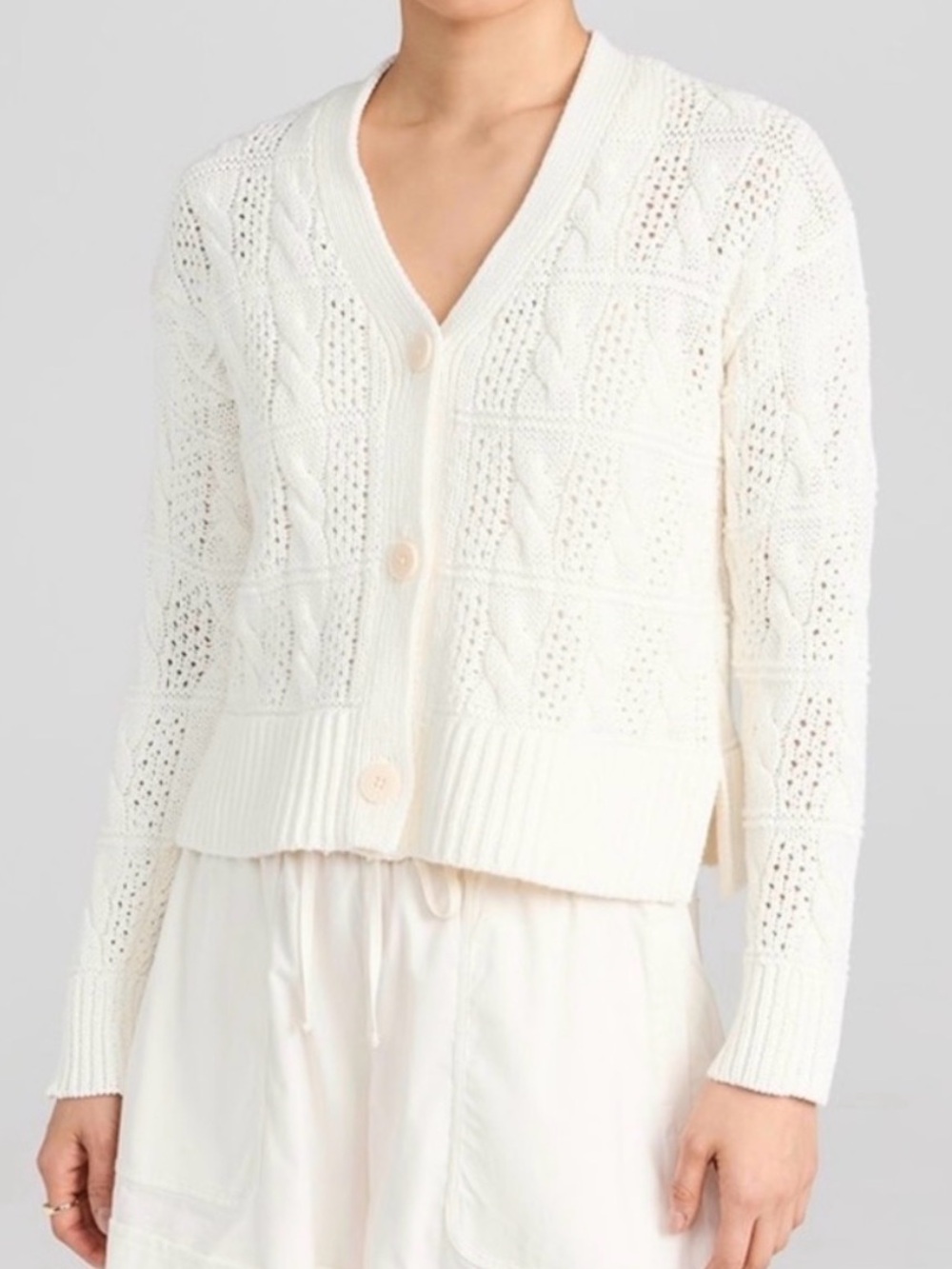 Madewell Open Cable-Stitch Cardigan Sweater Ivory XS - Picture 2 of 6